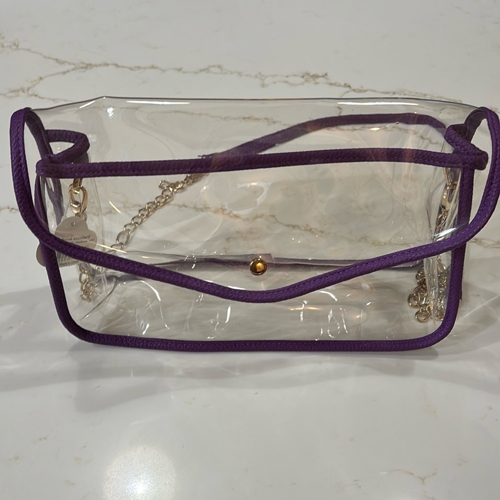 TRS Stadium Crossbody Clutch NWT Clear/Purple